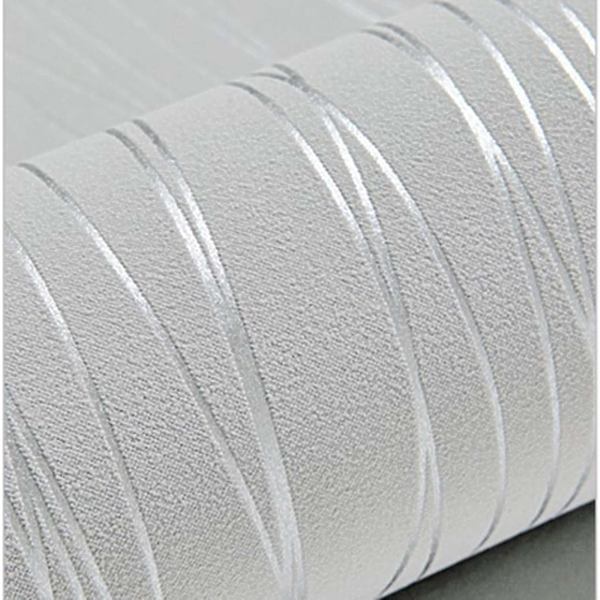 Modern minimalistisk non-woven, 3D tapet rulle glitter metallisk rand texturerad flockning randig tapet (blå 53X1000cm)，grå