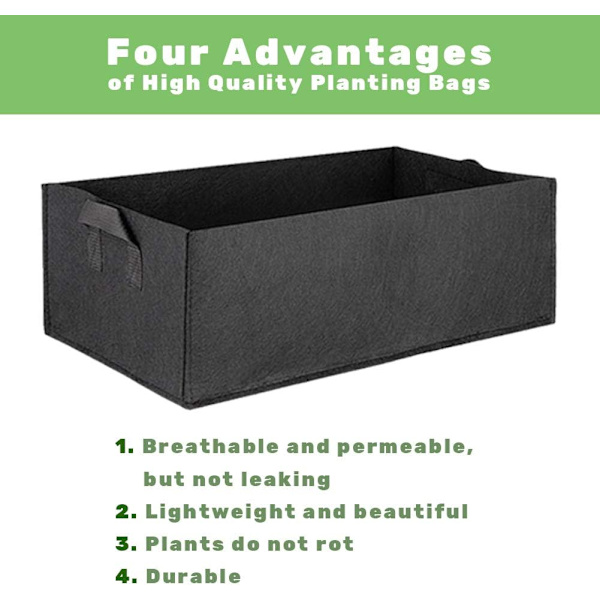 5-pack Fabric Upphöjd Odlingssäng Kvadratisk Trädgård Blomkruka Rektangulär Odlingspåse Heavy Duty Icke-vävd Tygplanteringskrukor Luftning Tygpåsar (M)