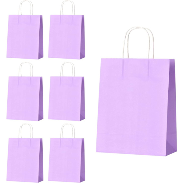 30 stk gaveposer, papirposer for gaver, festposer med håndtak, godteposer bæreposer for bursdag, bryllup - 5,9 x 3,14 x 8,26 tommer (lilla) Purple