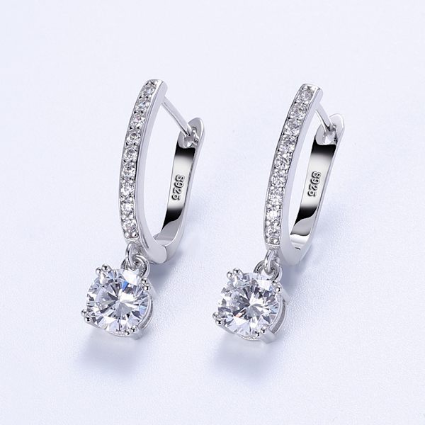Hoop Loop Örhängen i vitt guld med Element Crystal Sparkling Smyckeskrin Present till mors dag Kvinnor Flicka Mor Fru