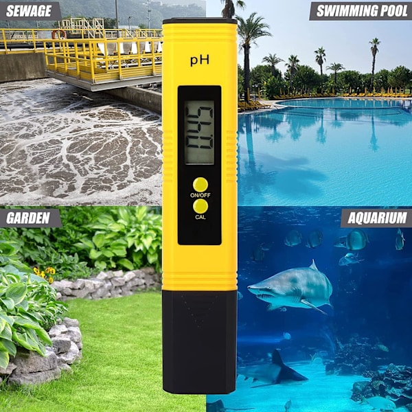 0,01-14,00 pH Høj Præcision pH Tester, ph Sonde 4 i 1 pH Tester til Vand TDS Meter Digital Vandkvalitetstester, Gul