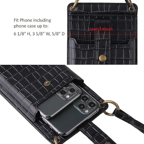 Liten Crossbody Väska för Telefon, Axelväska, Korthållare, Plånbok för Kvinnor & Flickor, Grå