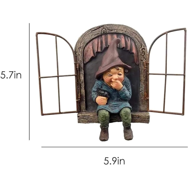 Tomtefigur för Fe-trädgård, Dekoration för Träd Ansikten Utomhus - 5,9 Tum, Rolig Trädgårdsdekoration, Perfekt Dekoration för Patio, Gräsmatta, Veranda, A