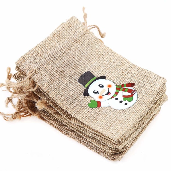 12 Jule Jute Jute Jute-gaveposer Poser med snøring Små godteriposer for julegaver