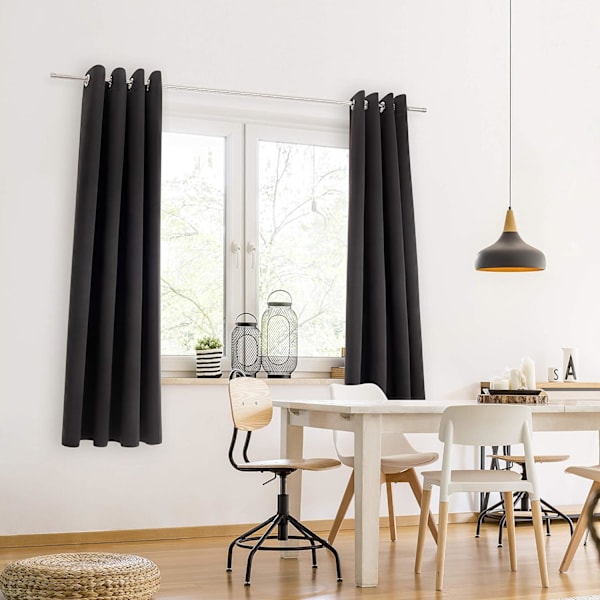 Sæt med 2 mørklægningsgardiner 140x170 cm - Sort mørklægningsgardin - Mørklægningsgardin med dobbelte mørklægningsgardiner