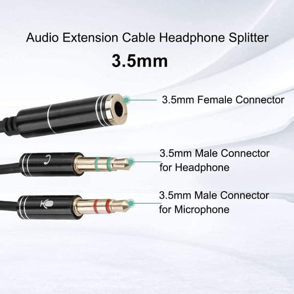 3,5 mm jacksadapter, 3,5 mm hun til 2 dobbelt han jacks lydkabel splitteradapter (2 stk.) Black