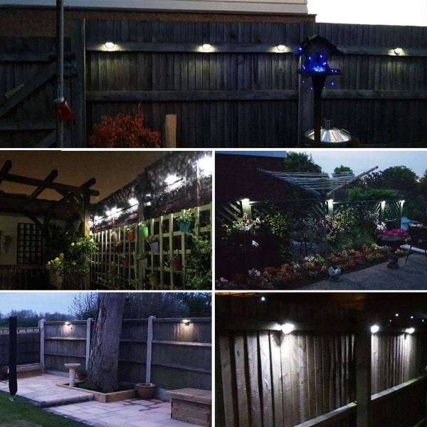 Solar Fence Lights | Koristeellinen puutarhavalo | Ulkoseinävalaisin LED, langaton, vedenpitävä | Täydellinen kaide-aidalle, patiolle, portaisiin (8 kpl pakkaus) 8pc