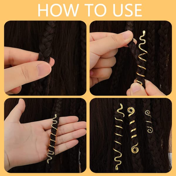 Paket med 63 dreadlocks smycken, justerbara metallmanschetter