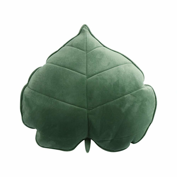 Bladformet plysjpute, plantedekorativ pute, myke leker, 3D plysjleke, bursdagsgaver, dekorativ pute (grønn, 13 cm)