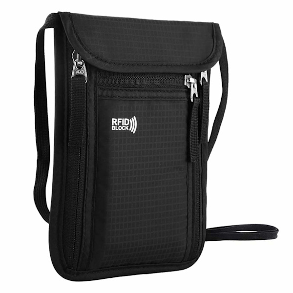 Resväska Passfodral för Kvinnor och Män, RFID-blockerande Passfodral Resväska Organiser (Svart)