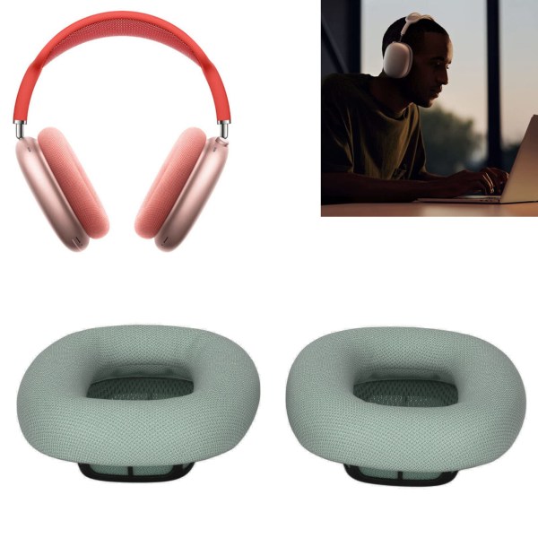 Utskiftbare øreputer, myke minneskumhodetelefoner øremuffer, utskiftbart øreputersett, lær øreputer øremuffer for Airpod MAX Headset234(grønn) Green