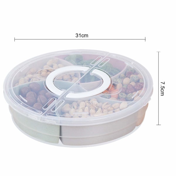 Divided Serving Tray with Lid and Handle Clear Storage Container Box with 5 Plastic Compartments for Candy, Fruit, Nuts, Snacks