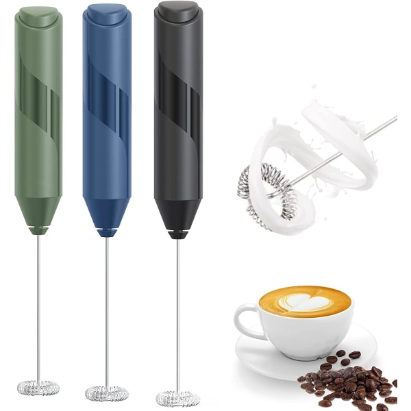 Mælkeskummer elektrisk piskeris, bærbar mini-drinkmixer/kaffeskummer/mælkeskummer til cappuccino, frappe, varm chokolade (sort)