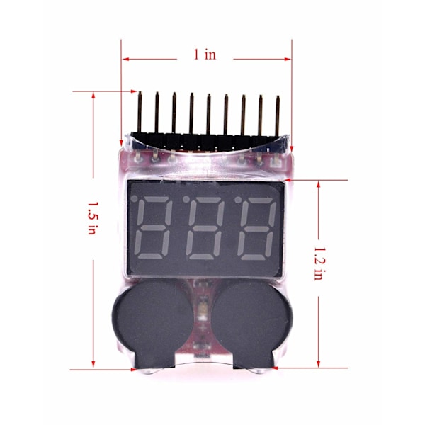 RC Lipo Batteritestare 1-8s, Monitor med Summer, Lågspänningslarm, Spänningskontroll med LED-indikator för Lipo LiMn Li-ion Batterilivslängd (2-pack)