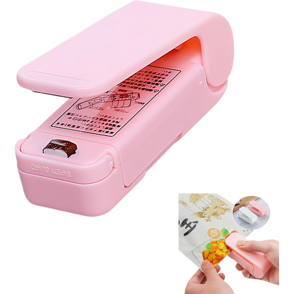 Mini Vakuumförseglare - Bärbar Matförseglare Vakuumförseglare Värmeförseglare Påseförseglare 1st (Rosa)