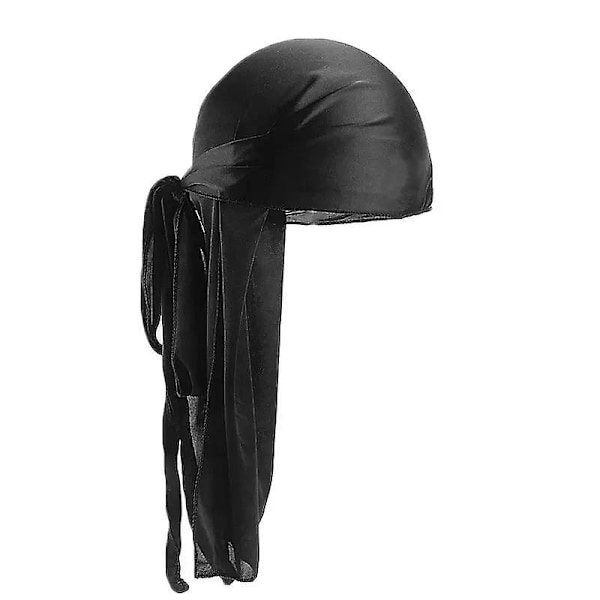 Sort Durag Dew-Rag Hiphop Sjal Hovedsjal Do-Rag Bandana Satin
