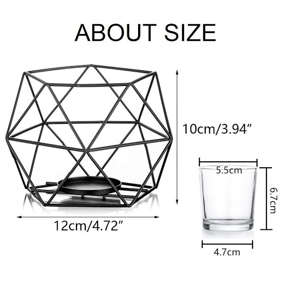 Ljusstakar Guld Geometrisk Dekor - Tealight Holder för Tealights Dekorativ Ljusstativ Accenter för Hembord Hylla Mantel, Svart, 2 st Black