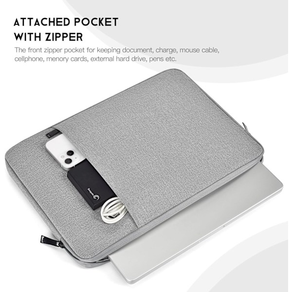 13 tommer bærbar computer sleeve taske til MacBook Air 13,6 tommer M2 Chip, Samsung Galaxy 13,3, DELL Latitude 13,-resistent computer taske - lysegrå
