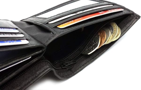 UK Herr ， Blocking Safe Soft Leather Tri Fold Wallet Card Slots  （Carbon Black）