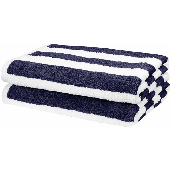 Marinblå Block Stripe Strandhandduk 2-pack 75cm x 150cm