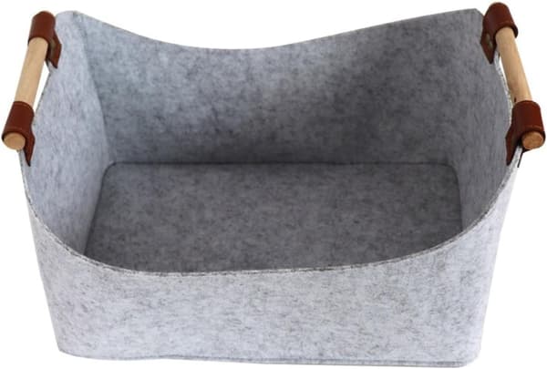 3 st ljusgrå förvaringskorgar i filt light gray