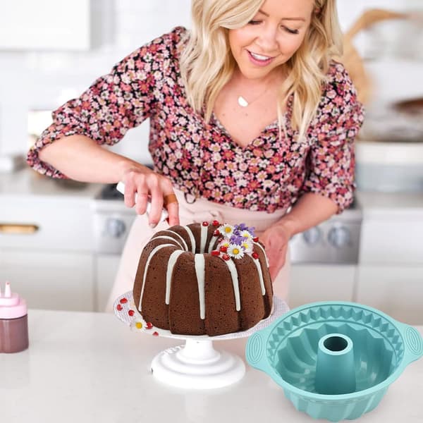 Kakeformer for baking, nonstick rund kakeform med riller og robust håndtak, kakeformer for muffins, kakepuddingbaking (grønn) Green