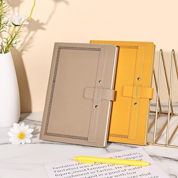 A5 Ruled Notebook, Kreativa insättningsbara spännen anteckningsböcker, tjockt linjerat papper kompositionsbok 320 sidor för kontor skola hem, 14,5 x 21 cm (orange) Yellow