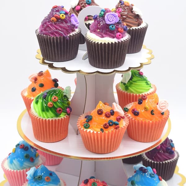 3-etagers papkagekageholder, engangs-cupcake-display-tårnstativ til feriebryllupsfødselsdagsfest hvid White