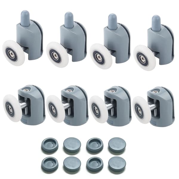 8 st duschdörrrullar - 23 mm duschdörrrullar för badrum, 4 övre och 4 nedre