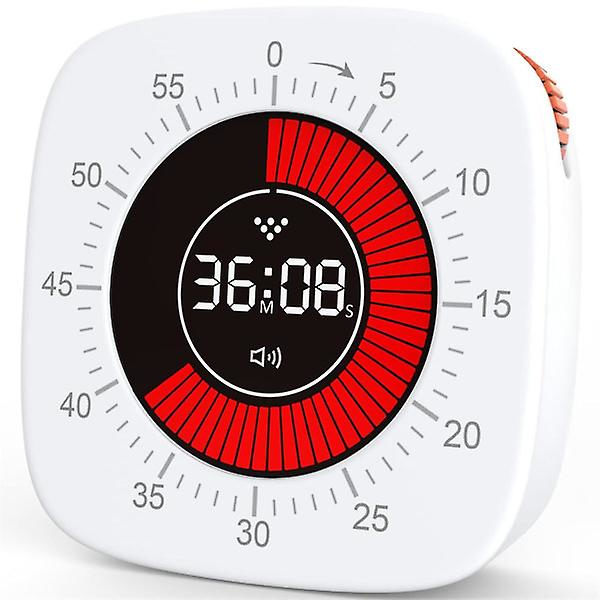 Visuel timer til børn, digital timer med 60 minutters nedtælling, lydløs timer til skrivebord
