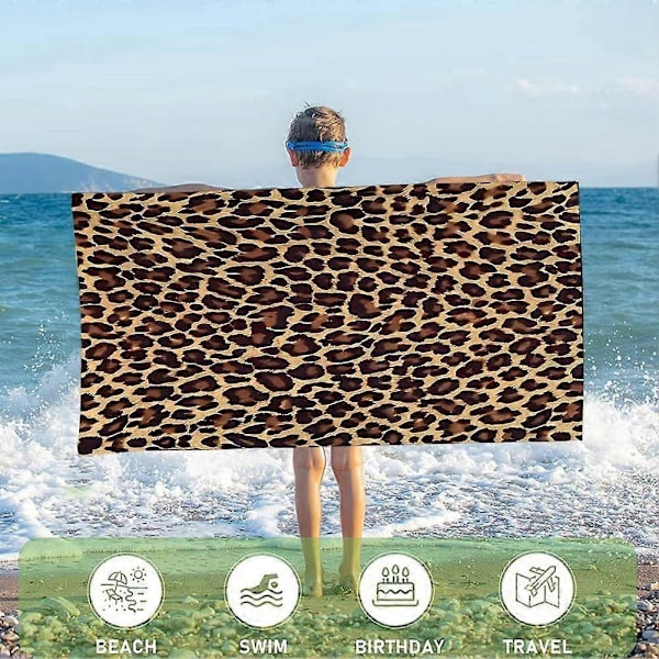 Leopard Strandhåndklæde, Leopard Print Badehåndklæder, Absorberende Mikrofiber