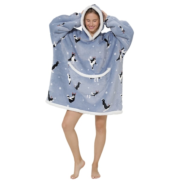 Oversized teppe-hettegenser - Sherpa fleece bærbart teppe for unisex voksne kvinner menn, fluffy gigantisk komfortabel hettegenser puppy