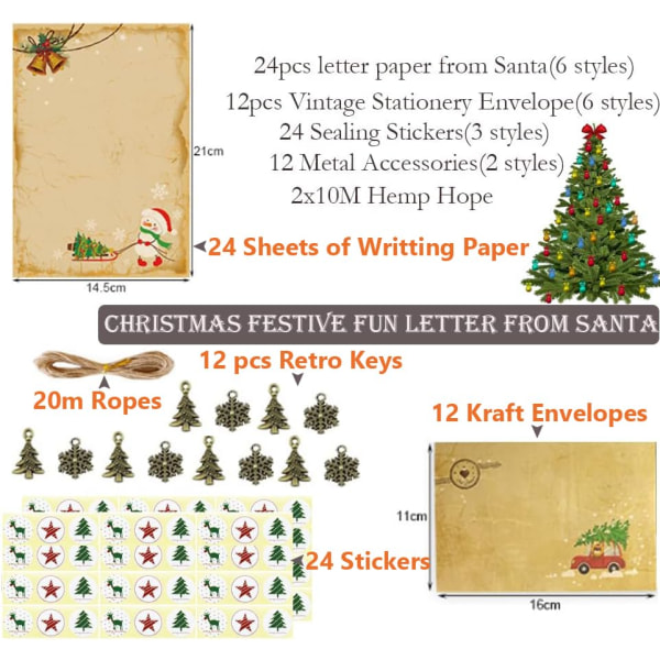Jul skrivpapper och kuvert Set brevpapper brev med kuvert