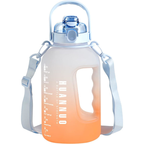 2,2 litran vesipullo BPA-vapaa 2,2 litran juomapullo oljella ja aikamerkinnöillä Vesi pullo Gradient Värit orange