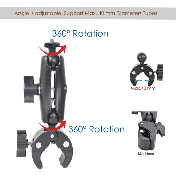 Motorcykel Styrholder til Insta360 One X3/X2/One RS, GoPro Hero 12/11/10/9/8/7