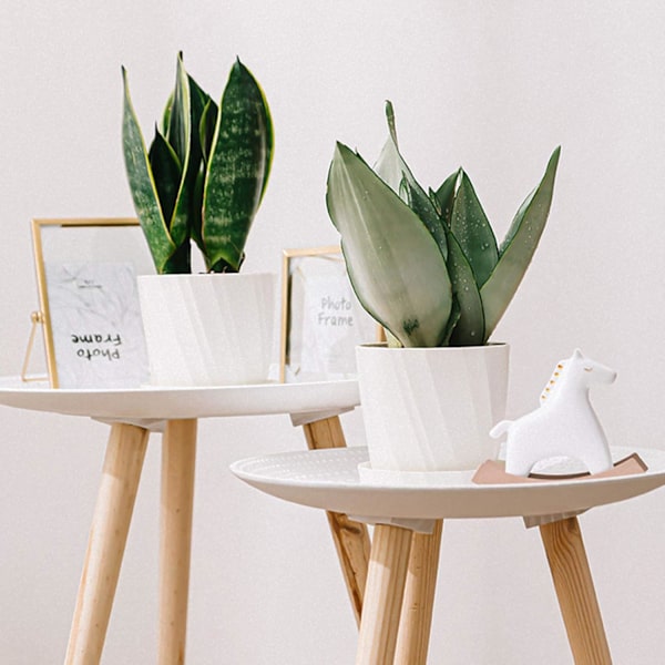 Plantepotte, Blomster Vase, Sjov Vase Statue Plantepotte, Ensfarvet Plastik Plante Blomsterpotte med Bakke Have Hjem Cafe Dekoration Hvid, L