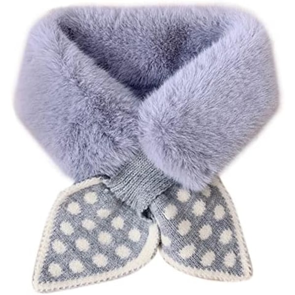 Sjal, for kryss-sjal kunstig pels krage sjal falsk krage barn polka dot sløyfe diamant, grå