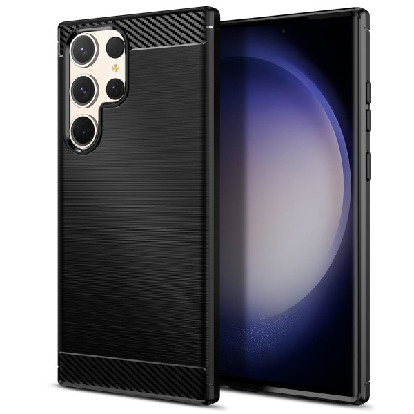 Case on yhteensopiva Samsung Galaxy S23 Ultra 5G:n kanssa, Slim Fit -puhelimen cover iskunvaimennuksen kanssa, hiilikuituinen TPU- case, musta Ultra 5G