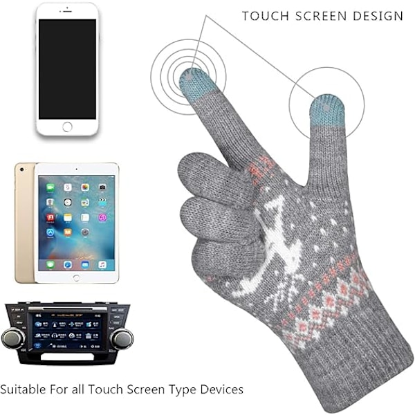 2 Par Dam Vinter Touch Screen Vantar Varma Stickade Termiska Vantar Tjock Plush Foder Handleds Vantar Touchscreen, grå / rosa