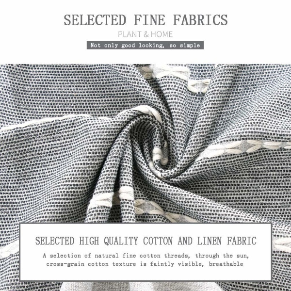 Simple Modern Stripes Pöytäliina Tupsu Pöytäliina Puuvillainen Pellava Elegant pöytäliina Cover pöytäliina (harmaat raidat, suorakaiteen muotoinen/ovaali, 140x180cm) 55×170inch