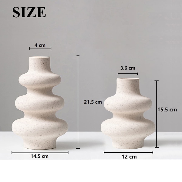 Vase for Pampas Grass White, Modern Ceramic Decorative Vase for Dried Flowers, Donut Spiral Flower Vase Round Vase with Hole