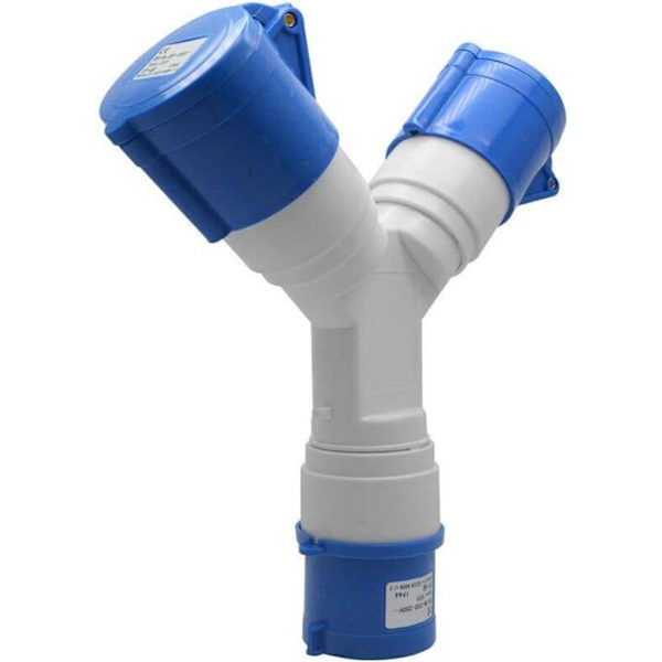 2-Pistorasia-adapterin kansi 16A 220V IP44 Jatkojohto asuntovaunuihin, matkailuautoihin ja rakennustyömaille PZCC