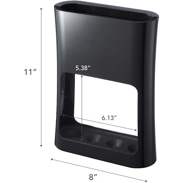 Paraplyholder Paraplyholder med vandopsamlingsbakke til sammenklappelige paraplyer, minimalistisk, ABS-harpiks, stål, sort, L 20,8 x B 7,6 x H 28 cm Black