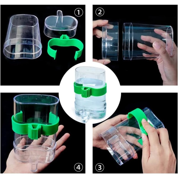 Fuglebur Vandflaske, 2 Stykker Fugle Automatiske Vandfoderautomater, Transparent Fugle Vanddispenser, Automatisk Vandautomat