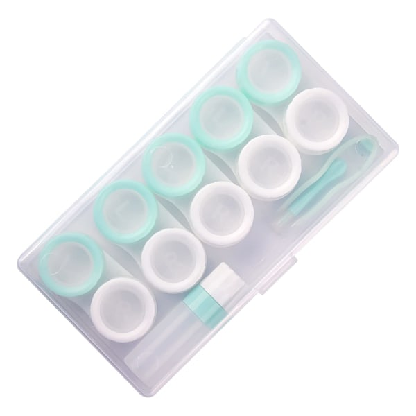 Kontaktlinsfodral, 5 par kontaktlinshållare Box Case Behållare med L och R lock, blötläggningsförvaringsflaska och linsborttagningsmedel, pincett