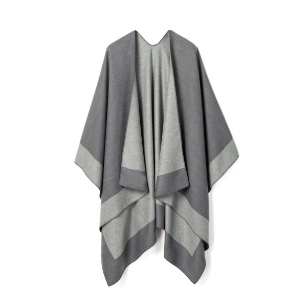Dame sjal wrap Poncho sjal Cape med åben front til kvinder, cardigan sweater tæppe til forår efterår vinter, grå Gray 1