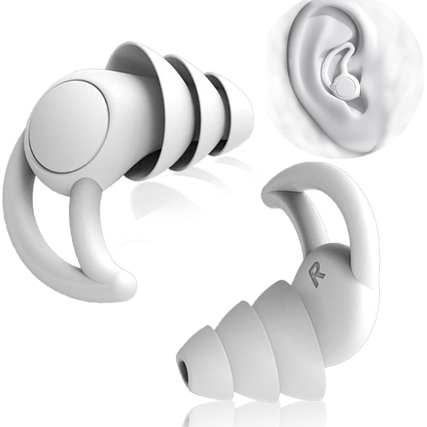 Ørepropper til søvn, støjreducerende ørepropper Ørepropper Ørepropper Silikone Genanvendelig Høreværn til sovemidler Skydning Snorken Svøm (hvid) Gray
