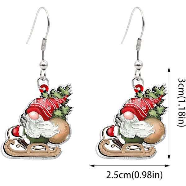 Bryllupsøreringe til kvinder Mode Jul Akryl Varmekrympende Øreringe Julemand Rustfrit Stål Ørekrog Juletræ
