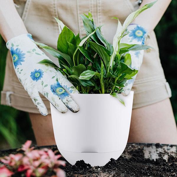 Självbevattnande blomkrukor för inomhus- och utomhusbruk Vita 13 cm (3 st) White S