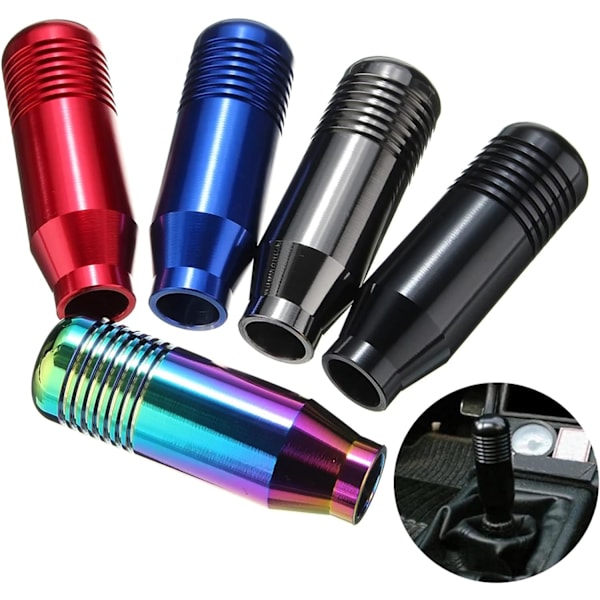 8,5 CM manuell växelspak för bil - universell 5,6-växlad aluminiumväxelspakadapter - växelspaksknopp (svart) Black